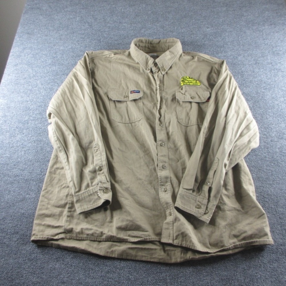 LAPCO FR Shirt Mens 4XL Beige Long Sleeve Button Up‎ Flame Resistant Workwear
